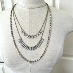 Multi Chain Blue Beaded Necklace 