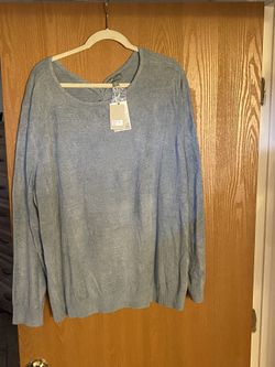 Barefoot Dreams Cozy Chic Ultra Lite Knot Back Pullover In Azure Blue Color