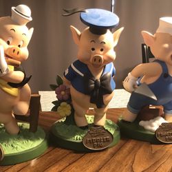 Disney 3 Little Pigs 75th Anniversary Statues