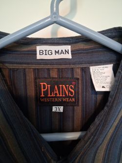 Plains Western Wear Striped Shirt 3X Big Man