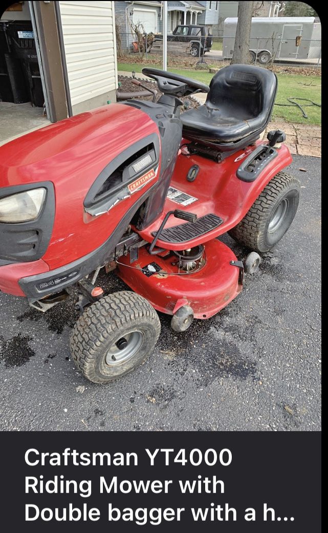 Craftsman YT4000 Riding Mower with Double bagger for Sale in Carol Stream IL OfferUp