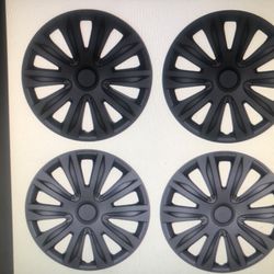 Hubcaps, 15” (4-New) W/Rings, Matte Black. Save $25
