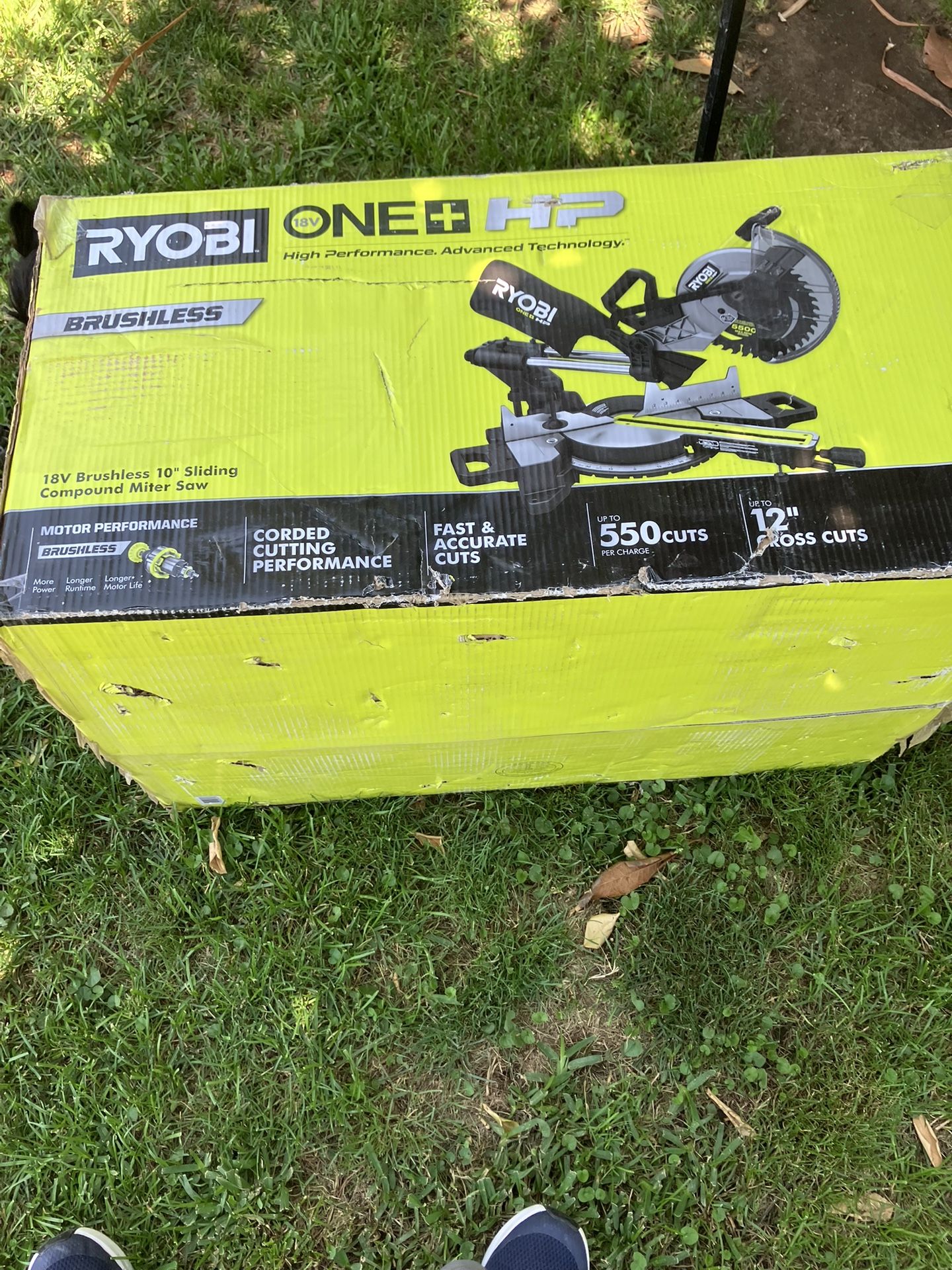 RYOBI ONE+ HP 18V Brushless Cordless 10 in. Sliding Compound Miter Saw Kit With Battery