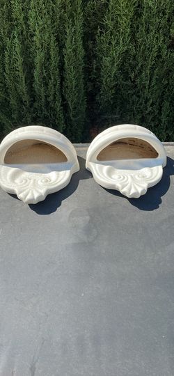 Pair Ceramic Wall Hang Pocket  10”H, 5”D