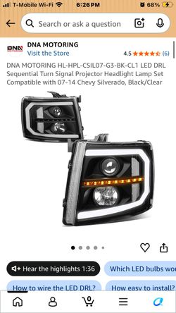 DNA Motoring LED Projector Headlights for Chevy Silverado