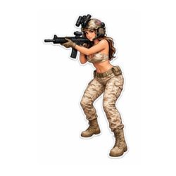 4” Girl in Bikini AR 15 Sticker Car Bumper Gun Decal .556 Tactical Military NVG