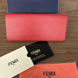 2 Fendi Royal Blue  And Fendi  Red Sunglasses Case with Fendi Cloth & COA Card