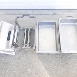 5 qty NSF SS Cmmercial Hotel Pans with Covers and Sterno Warming Stand