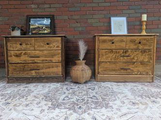 Matching Solid Wood 3-Drawer Dressers – Refinished Pair