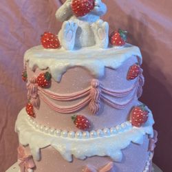 Beautiful Pink Strawberry Easter Bunny Cake 