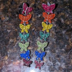 Beautiful Rainbow Butterfly Earrings 🦋