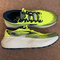 BROOKS CALDERA 6 Neon Green & Navy Blue Running/Hiking Shoes Sneakers Men’s 11 Women’s 13
