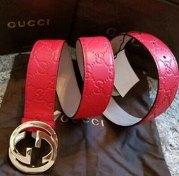 New w/Tags Authentic Red Guccissima Gucci Belt Sz 95cm Fits 30-34