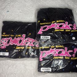 Black And Pink Sp5der Hoodie Size Small And Medium 
