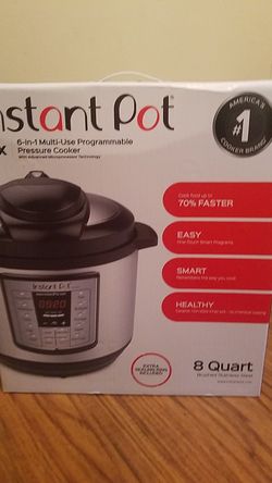 Instant Pot 6-in-1 multi-use programmable pressure cooker.