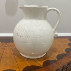 White Ironstone Pitcher Made In Italy