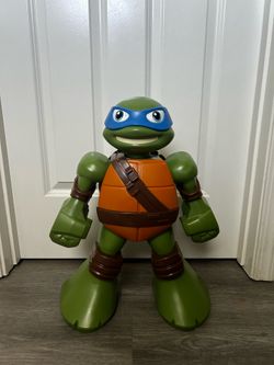 Large Leonardo Teenage Mutant Ninja Turtle Toy with Storage Area in Shell