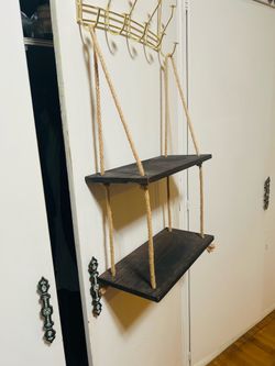 Jute and Wood floating Shelves