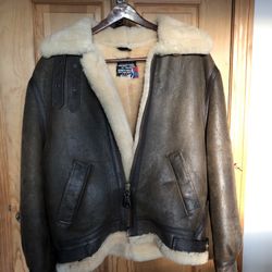 Sheepskin Lined Leather Bomber Jacket