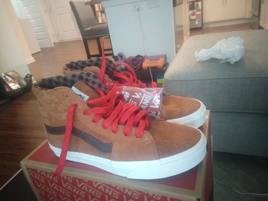 Vans High Top Sneakers (Burnt Orange & Red) Brand New.
