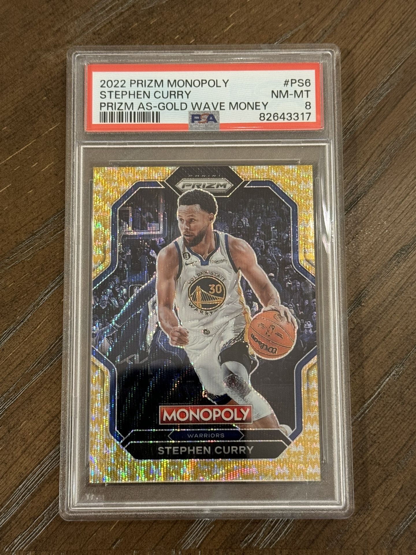 2022 Prizm Monopoly Stephen Curry Gold Wave Money /10 PSA 8 Golden State Warriors