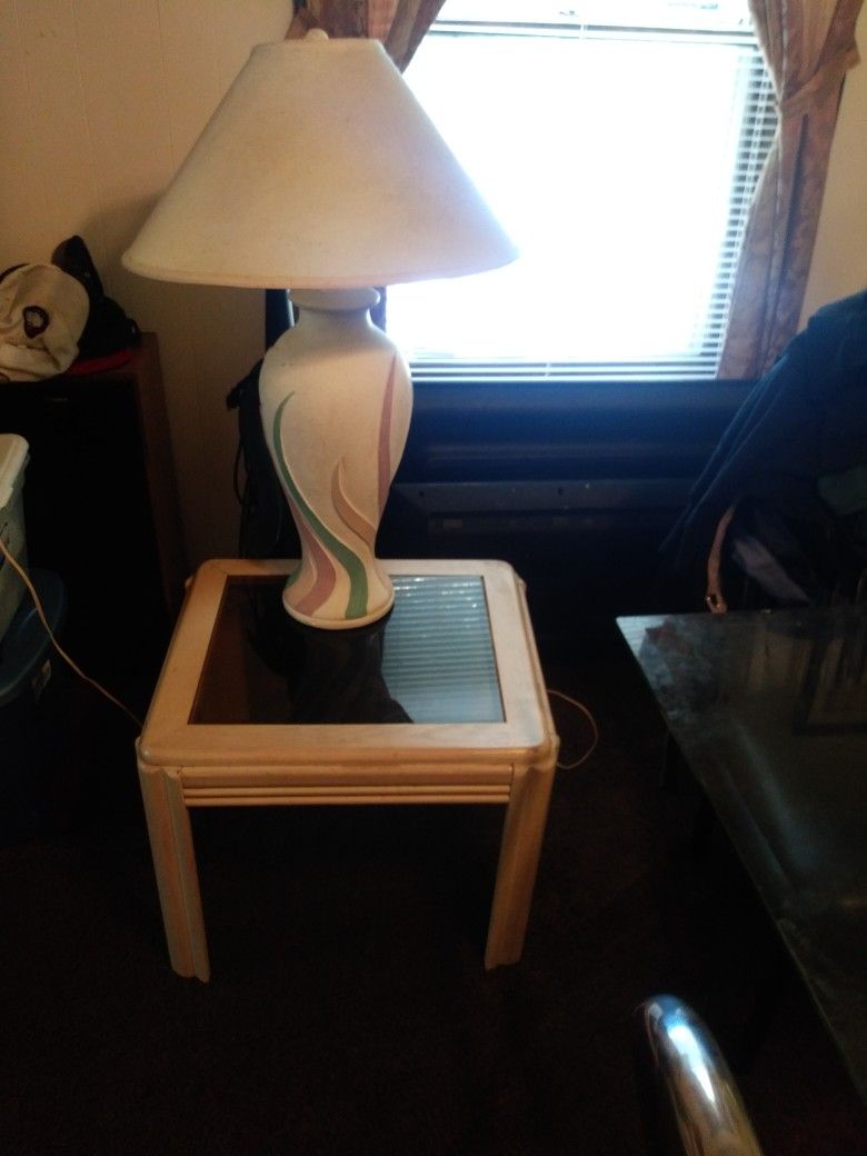 Two Lamps , Large Vest, And 2 End Table's