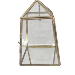 Brass and glass display terrarium plants jewelry candles 