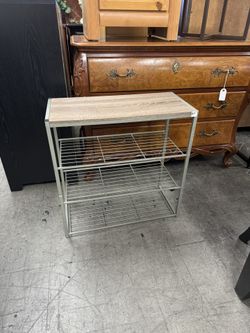Small Metal and Wood Shoe Rack