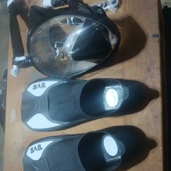 Sail Snorkle Set With full face mask and fins size 9-10