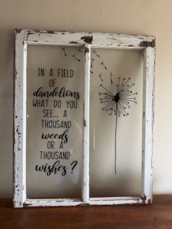Rustic Farmhouse Dandelion Quote Window Sign