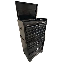 Husky Tool Chest and Cabinet Set with Lift-Up Lid, 9 Ball-Bearing and Locking Drawers, and Locking Casters