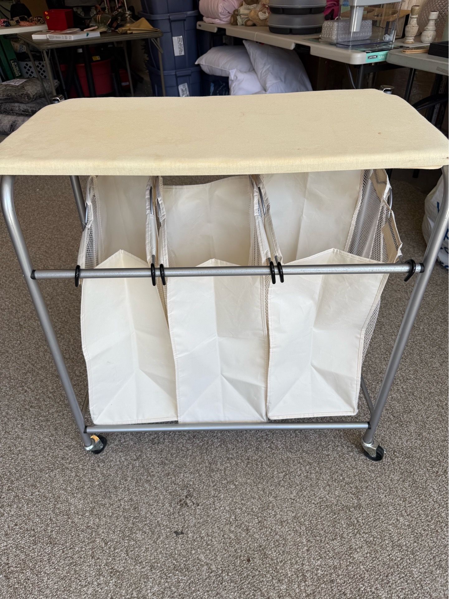 Rolling Laundry Sorter + Ironing Board β $20