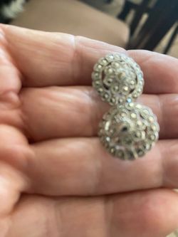 (BB4) Vintage Silver and Marcasite Earrings for Pierced Ears
