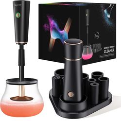 Makeup Brush Cleaner and Dryer Machine, Electric Cosmetic Automatic Brush Spinner with 8 Size Rubber Collars, Wash and Dry in Seconds, Deep Cosmetic B