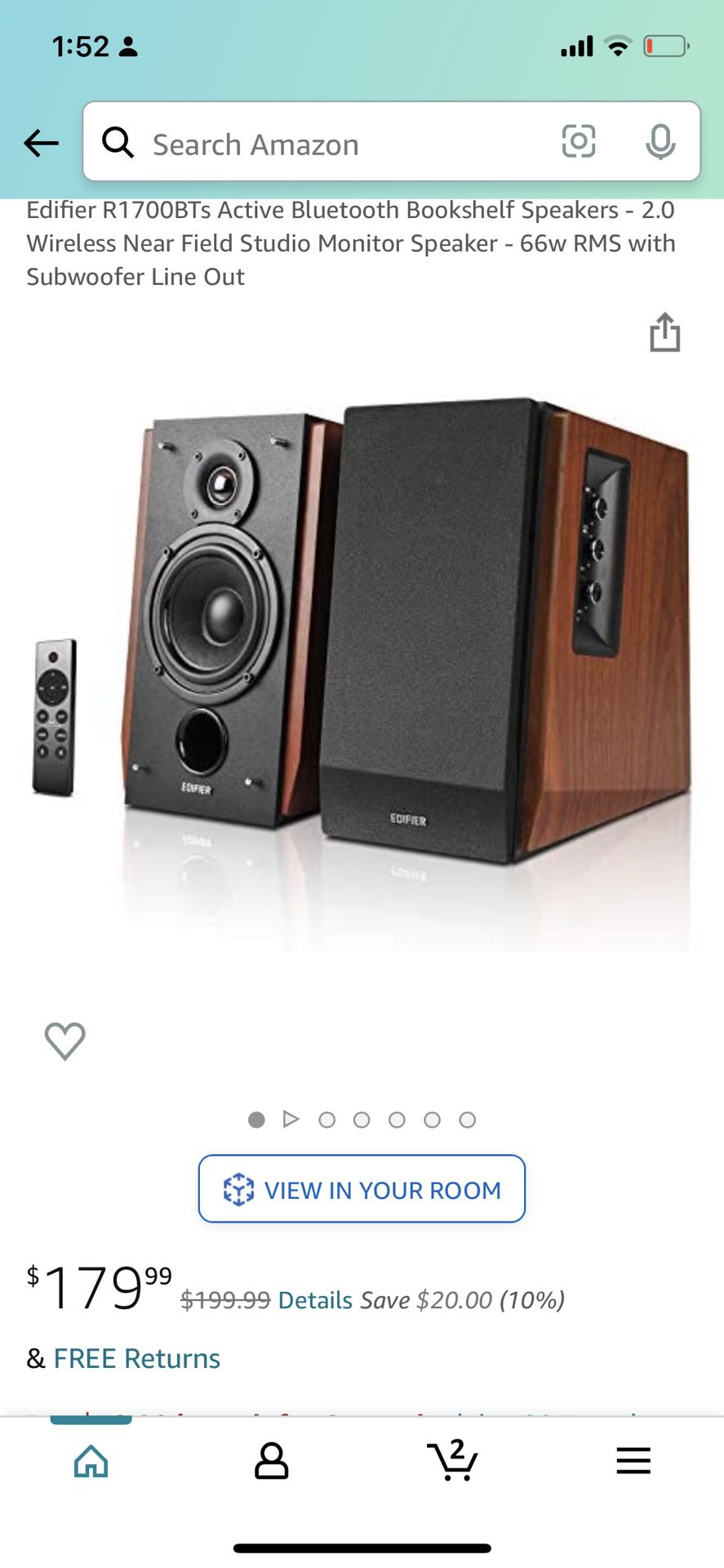 Edifier R1700BTs Active Bluetooth Bookshelf Speakers - 2.0 Wireless Near  Field Studio Monitor Speaker - 66w RMS with Subwoofer Line Out