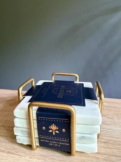 Natural marble coasters set of 4
