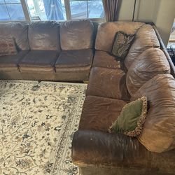 Used Leather Sectional Couch; Free To Pick Up! 