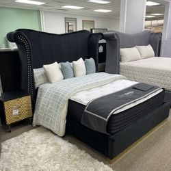 Black Velvet Bed Frame New 