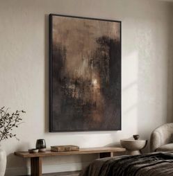 Extra Large Framed Brown Black Abstract Wall Art 40x60 — New