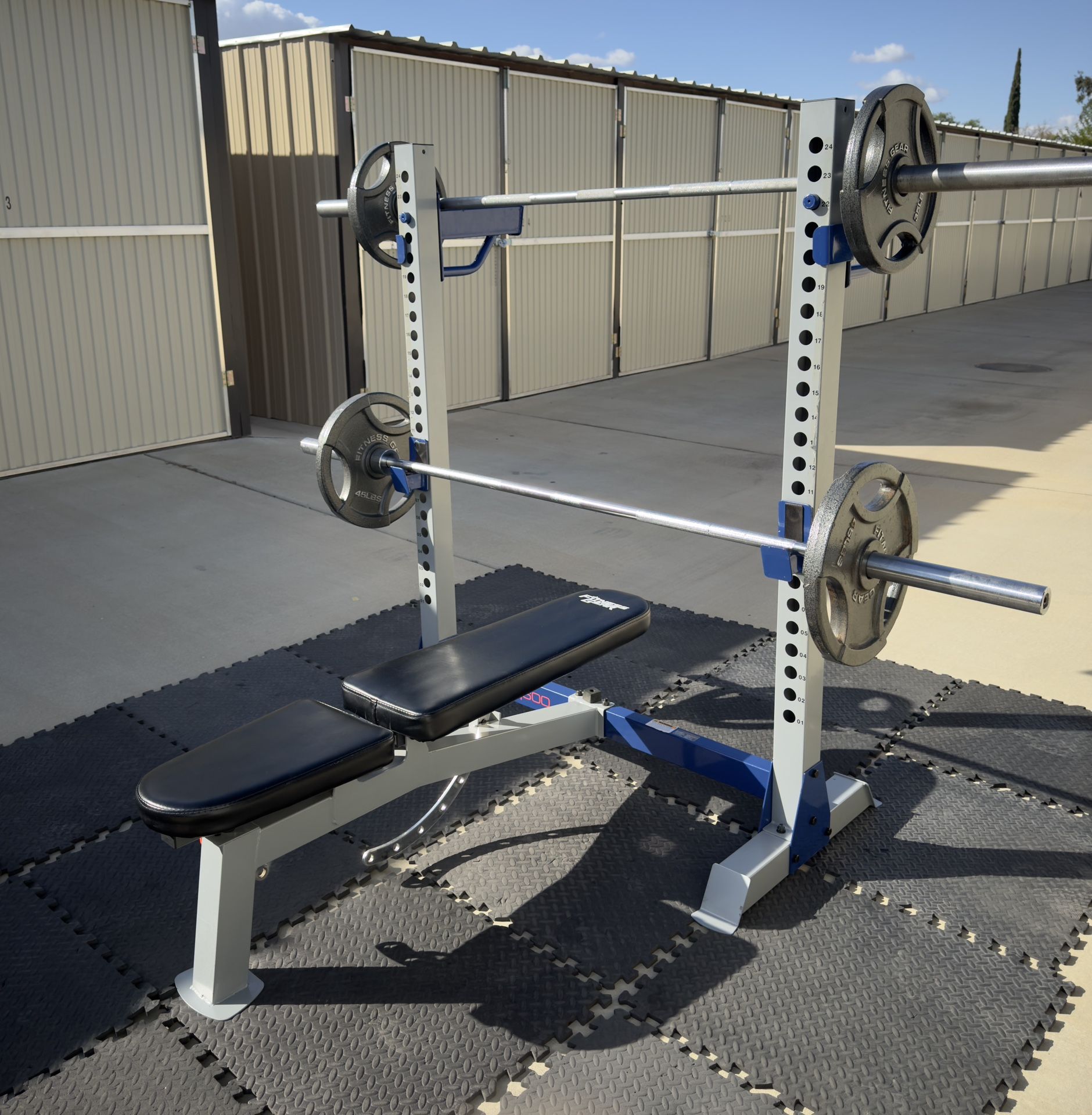 Olympic weight bench with squat rack, adjustable bench