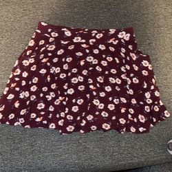 Skater Skirt Maroon Floral 