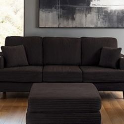 Moretaine Black Corduroy Sofa