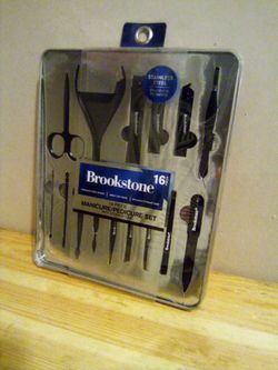 Brookstone 16 piece manicure/Pedicure Set with storage case