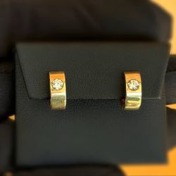 14k yellow gold natural diamonds 0.50CTW hoop earrings