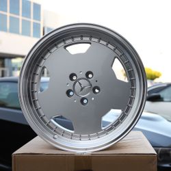 Staggered 18x8 ET25 & 18x9 ET30 5x112 Silver ML Wheels CB66.6 75mm Caps Audi VW Mercedes