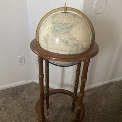 Vintage Cram’s Imperial World Globe On Wooden Stand