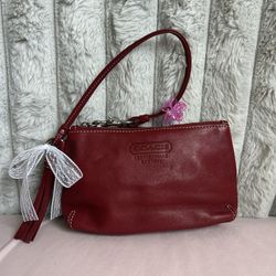 Coach soft leather wristlet in red