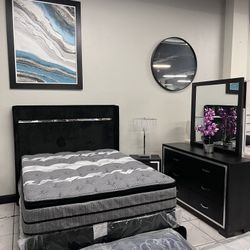 4pc Queen Bedroom Set 🖤 Black Color ‼️‼️