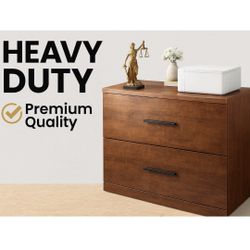 Modern 2 Drawer Lateral File Cabinet for Home Office, Fits Legal Letter A4, Heavy Duty 220lbs, Walnut Wood Finish, Smooth Slides, Printer Stand Storag