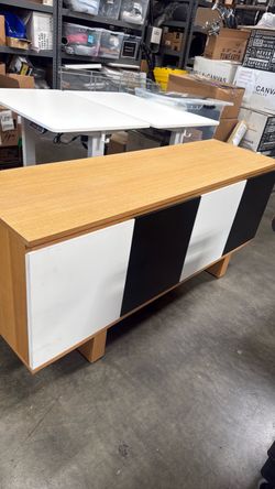 Modern Wood Sideboard with Black and White Doors